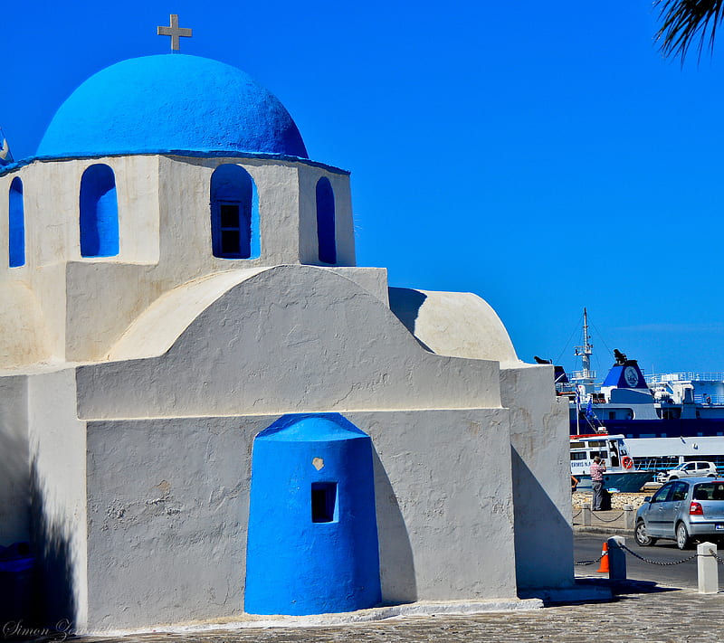 Greek blue, blue, greece, island, HD wallpaper