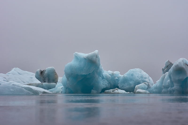 ice blocks on water during daytime, HD wallpaper