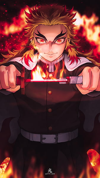 Flame hashira, demon slayer flamehashira, rengoku, HD phone