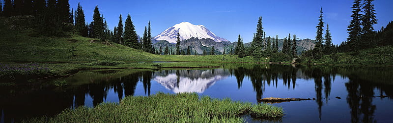 Mount Rainier Panorama F1, USA, National Park, Washington, bonito, Mount Rainier, panorama, graphy, wide screen, nature, scenery, landscape, HD wallpaper