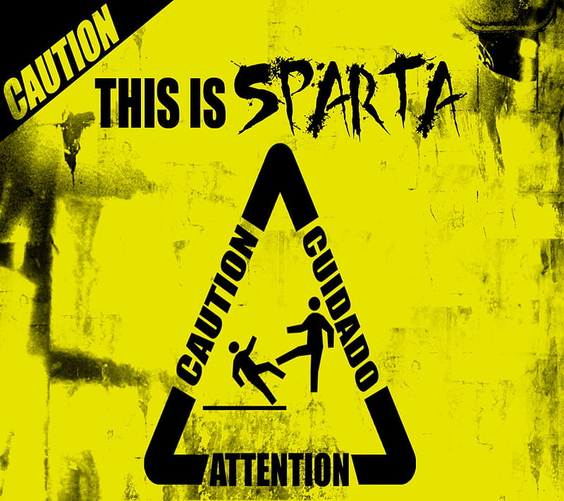 Caution by Sparta, caution, cool, saying, HD wallpaper