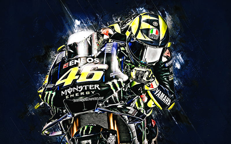 Valentino Rossi, MotoGP, Monster Energy Yamaha MotoGP, 46 number, Yamaha YZR-M1, Italian professional road racer, HD wallpaper