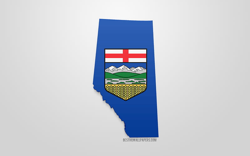 Alberta map silhouette, 3d flag of Alberta, province of Canada, 3d art, Alberta 3d flag, Canada, North America, Alberta, geography, Alberta 3d silhouette, HD wallpaper