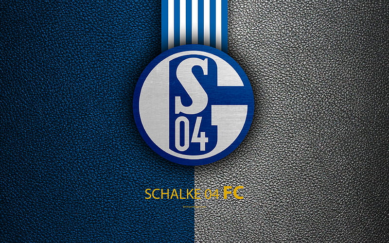 Schalke 04 FC German football club, Bundesliga, leather texture, Schalke emblem, logo, Gelsenkirchen, Germany, German Football Championships, HD wallpaper