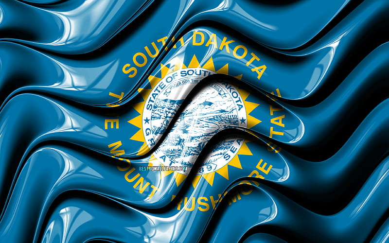 South Dakota flag United States of America, administrative districts, Flag of South Dakota, 3D art, South Dakota, american states, South Dakota 3D flag, USA, North America, HD wallpaper
