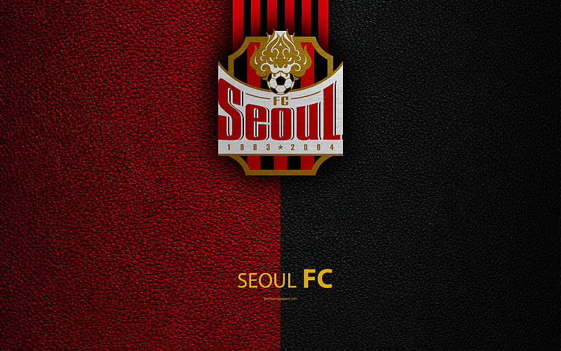 Seoul FC logo, South Korean Football Club, K-League Classic, leather texture, emblem, Seoul, South Korea, football championship, HD wallpaper