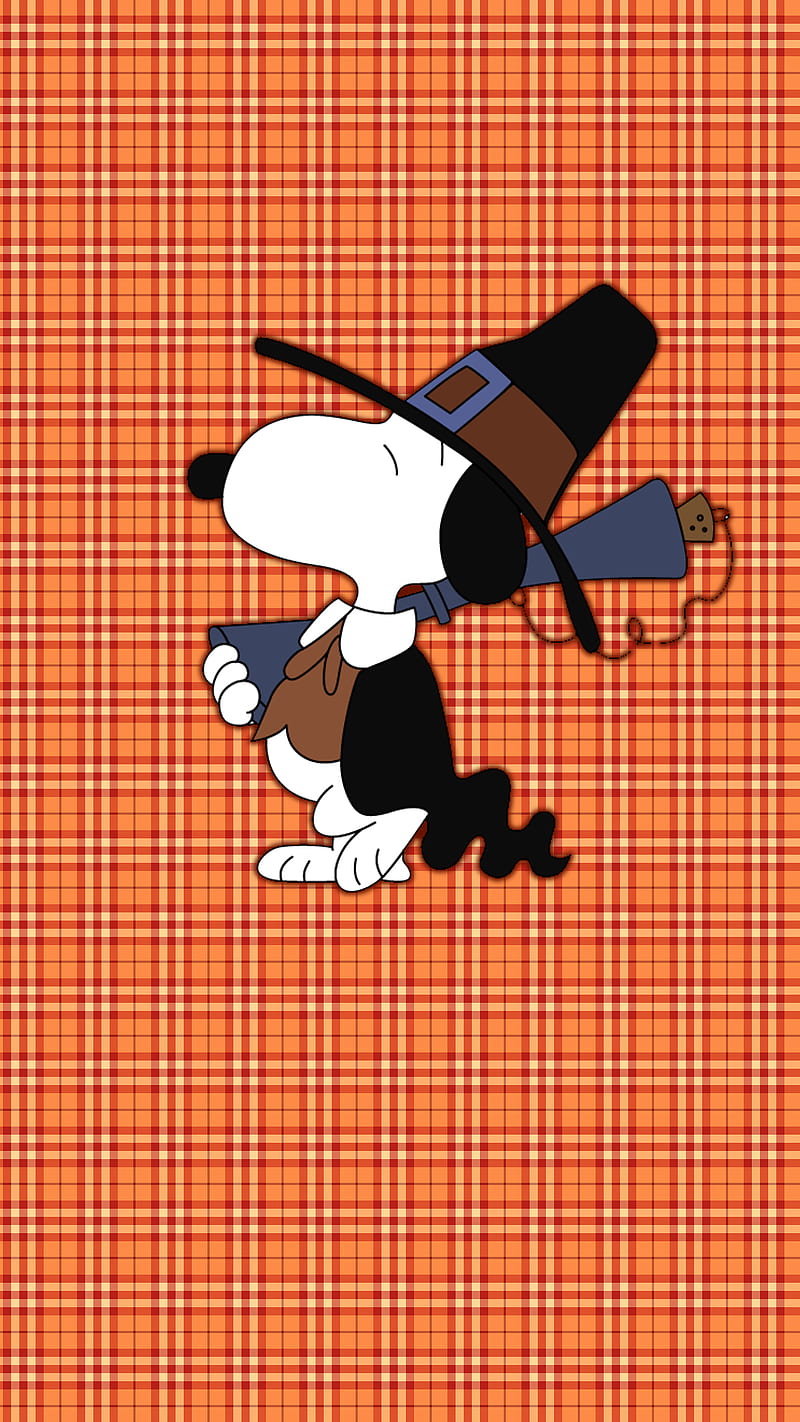 Plaid Snoopy, holiday, orange, plaid, snoopy, thanksgiving, HD phone wallpaper