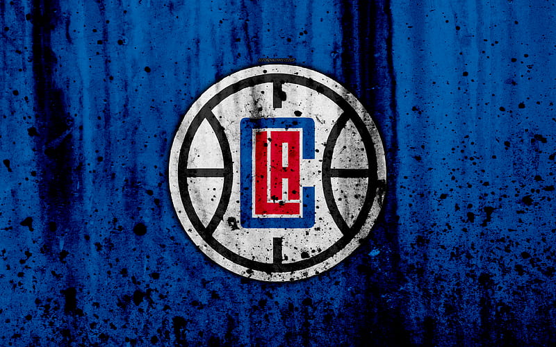 Los Angeles Clippers, grunge, NBA, basketball club, LA Clippers, Western Conference, USA, emblem, stone texture, basketball, Pacific Division, HD wallpaper