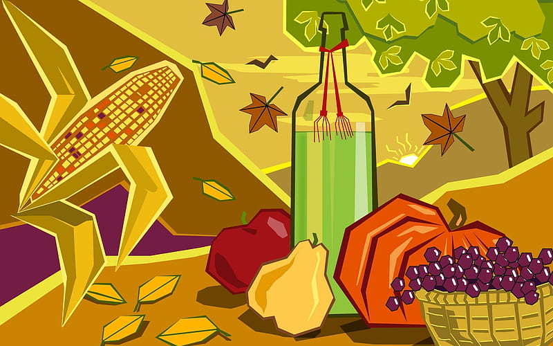 Picnic-Thanksgiving day illustration design, HD wallpaper