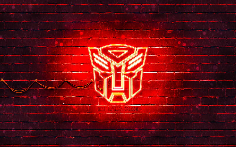 Transformers red logo, , red brickwall, Transformers logo, movies, Transformers neon logo, Transformers for with resolution . High Quality, Autobot Logo, HD wallpaper