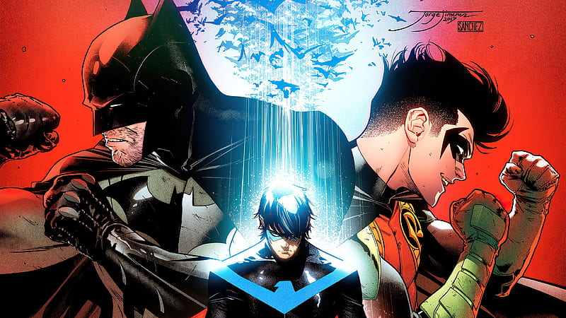 Batman Robin And Nightwing, batman, robin, nightwing, superheroes, artist, artwork, digital-art, HD wallpaper