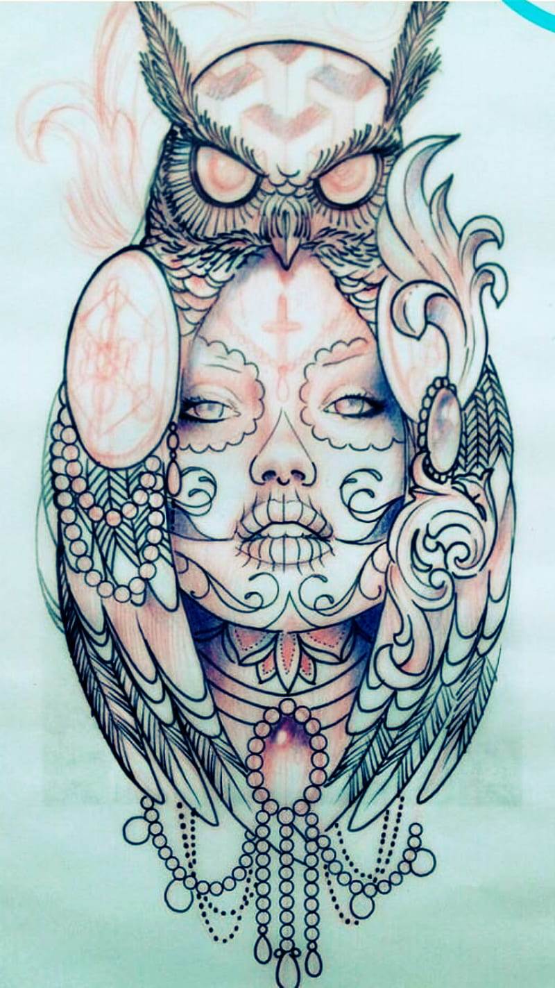 Owl and skull tattoo designs  Skullspiration