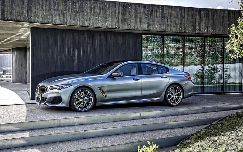 2020, BMW 8-Series Gran Coupe, side view, exterior, new silver 8-Series, german cars, BMW, HD wallpaper
