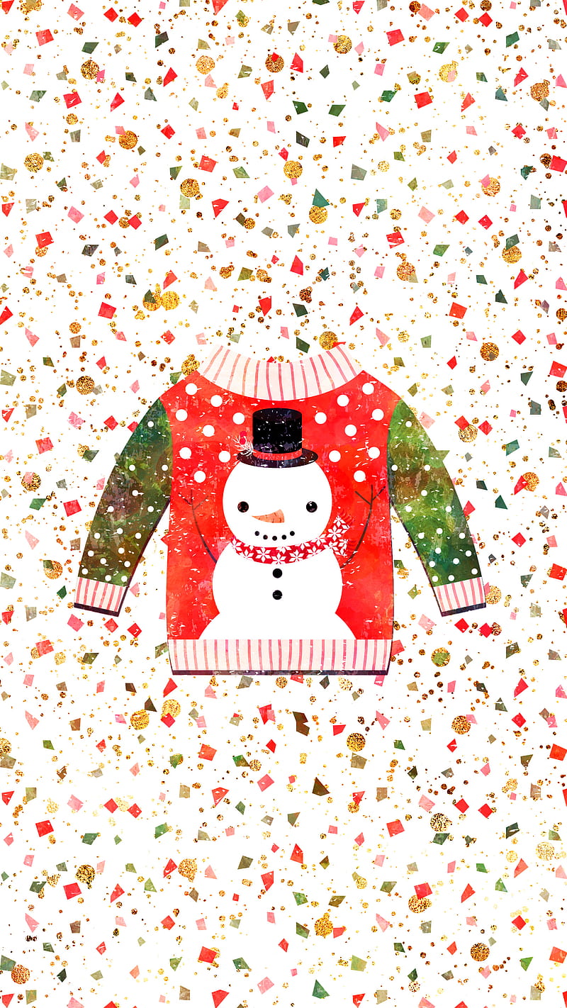 Ugly Sweater Snowman, Adoxali, Christmas, December, Nordic, Xmas, clothes,  confetti, HD phone wallpaper | Peakpx