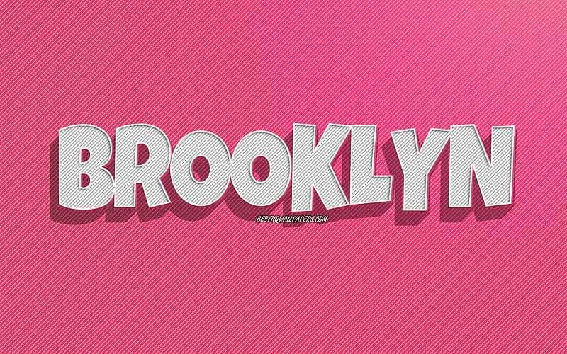 Brooklyn, pink lines background, with names, Brooklyn name, female names, Brooklyn greeting card, line art, with Brooklyn name, HD wallpaper