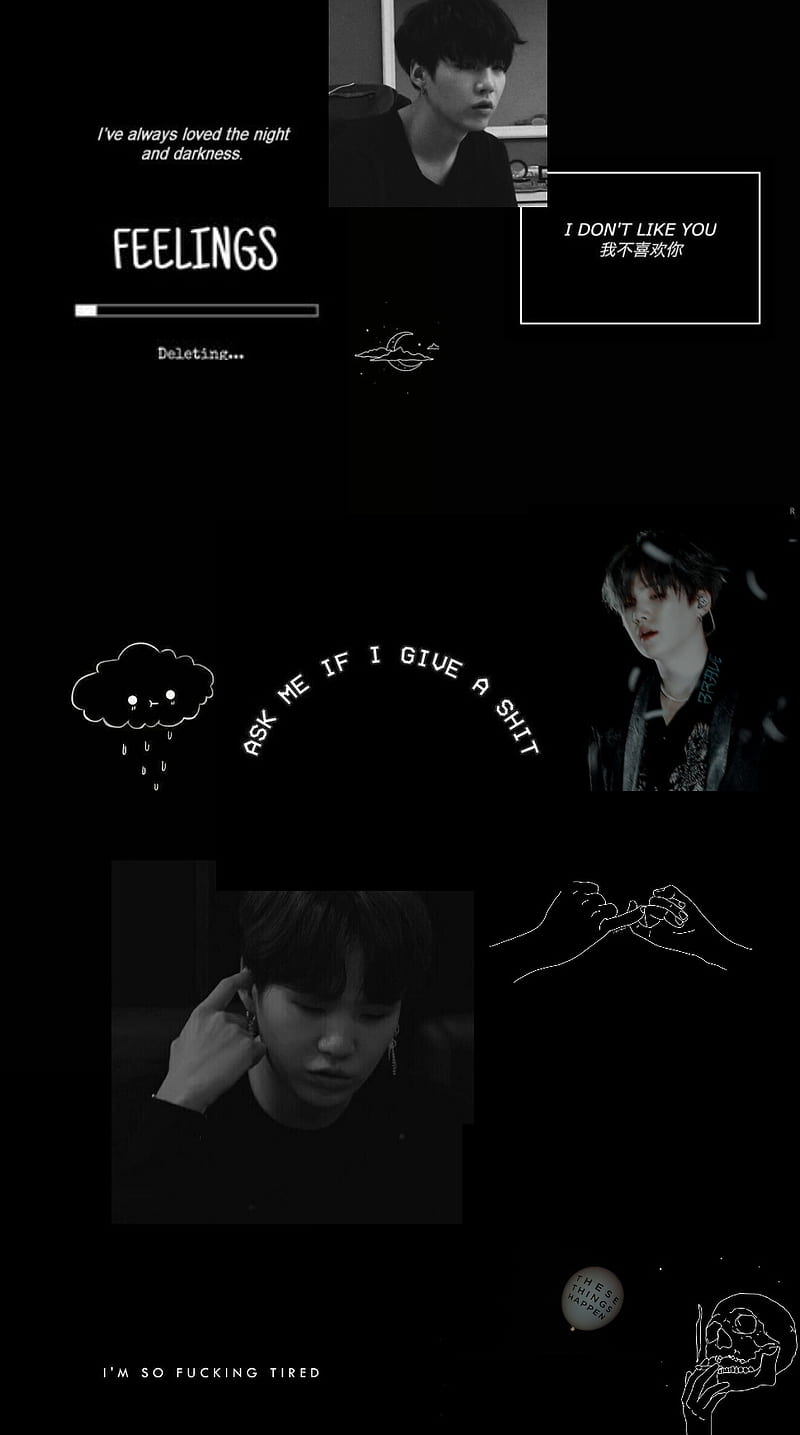 Yoongi aesthetic, black, suga, HD phone wallpaper