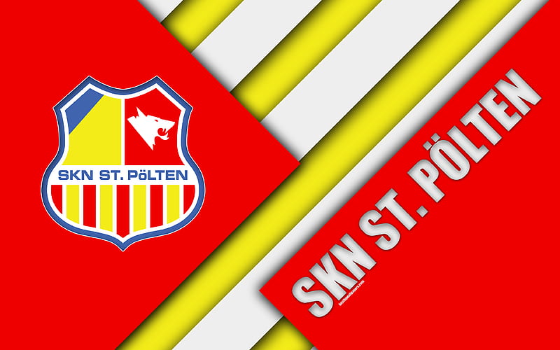 SKN St Pölten, Austrian football club material design, red yellow abstraction, Austrian Football Bundesliga, Sankt Pölten, Austria, football, HD wallpaper