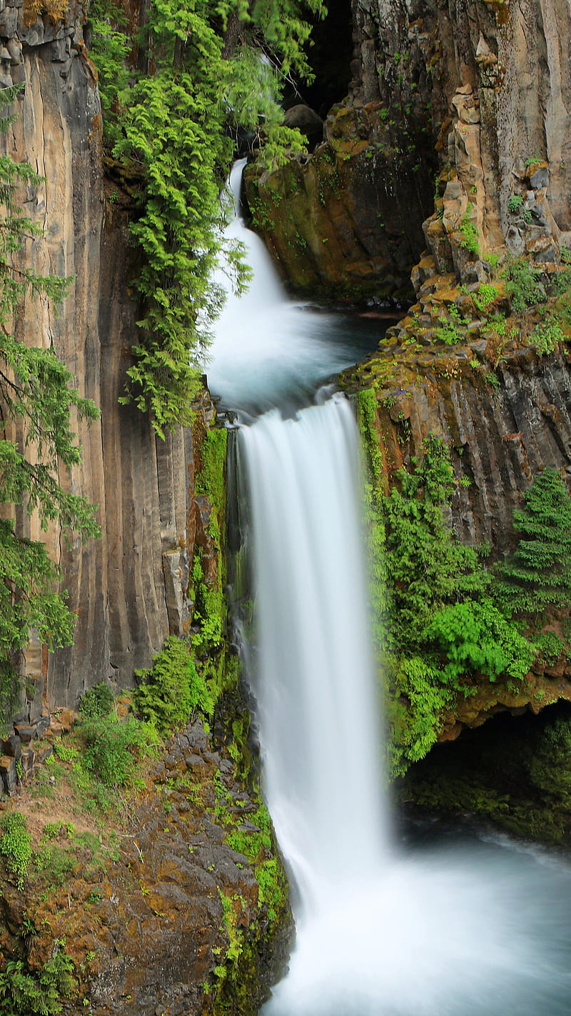 Toketee falls , toketee falls, waterfall, rock, nature, oregon, HD phone wallpaper