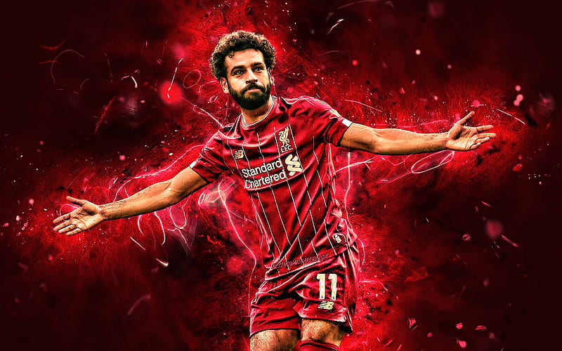 Mohamed Salah, 2019, Liverpool FC, egyptian footballers, goal, LFC, fan art, Salah, Premier League, Mohamed Salah art, Salah Liverpool, Mo Salah, soccer, neon lights, HD wallpaper