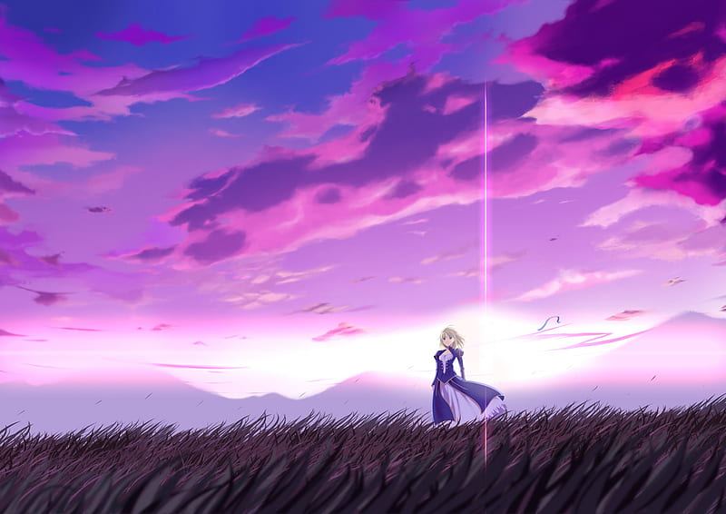 Last View, saber, holy grail war, fate stay night, excalibur, servant, anime, final, HD wallpaper