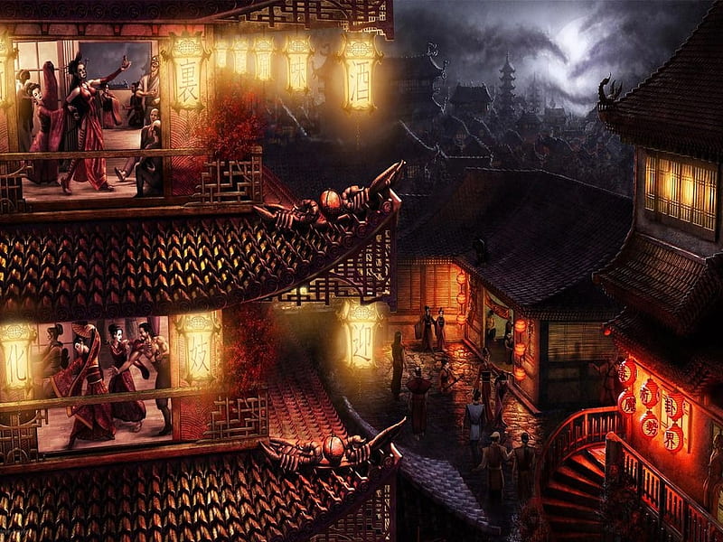 Chinatown, CGI Art, Art, Artwork, HD wallpaper