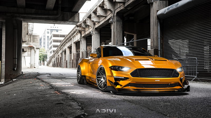 Custom Ford Mustang, ford mustang, ford, mustang, carros, vehicles, yellow cars, HD wallpaper