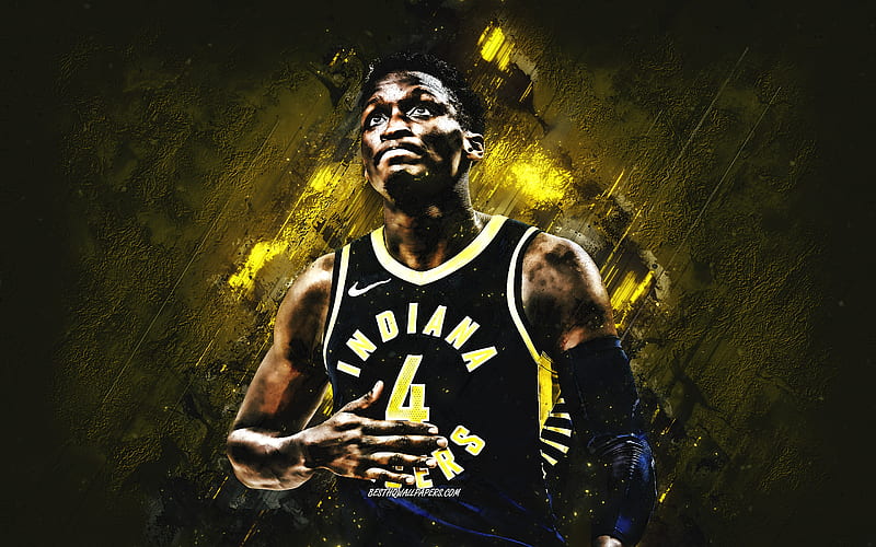 Victor Oladipo, Indiana Pacers, American basketball player, portrait, NBA, basketball, USA, yellow stone background, HD wallpaper