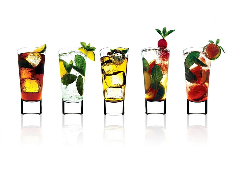 Cocktail, glass, tail, fruits, cock, drink, HD wallpaper