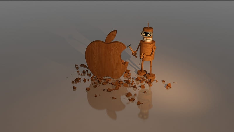 Brown Wood Apple Logo, HD wallpaper