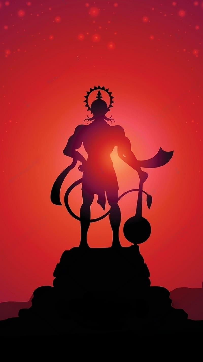 Hanuman Ji Ki , Silhouette, lord, god, bajrangbali, HD phone wallpaper