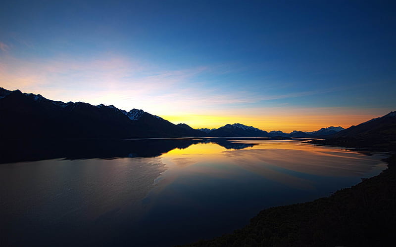 sunset over mountain lake-Landscape, HD wallpaper