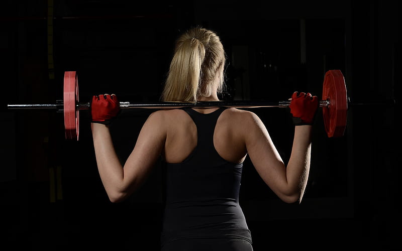 fitness, gym, workout, exercise, barbell, woman with barbell, HD wallpaper
