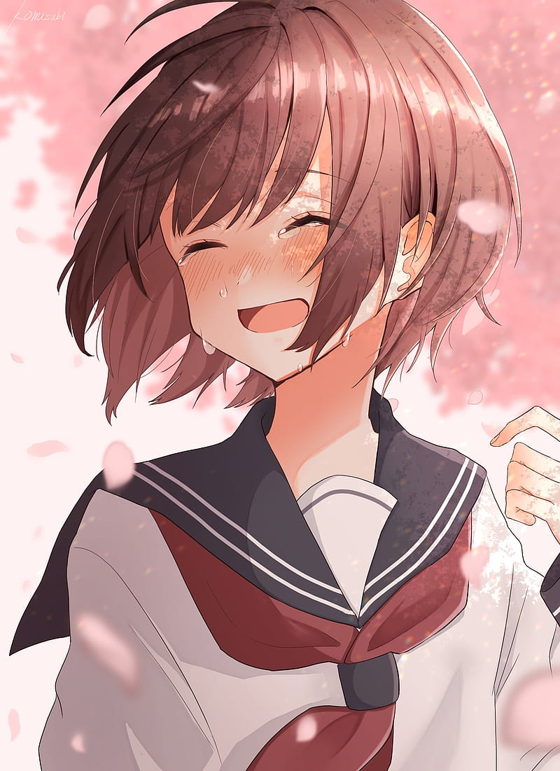 Girl, smile, tears, happy, anime, HD phone wallpaper | Peakpx