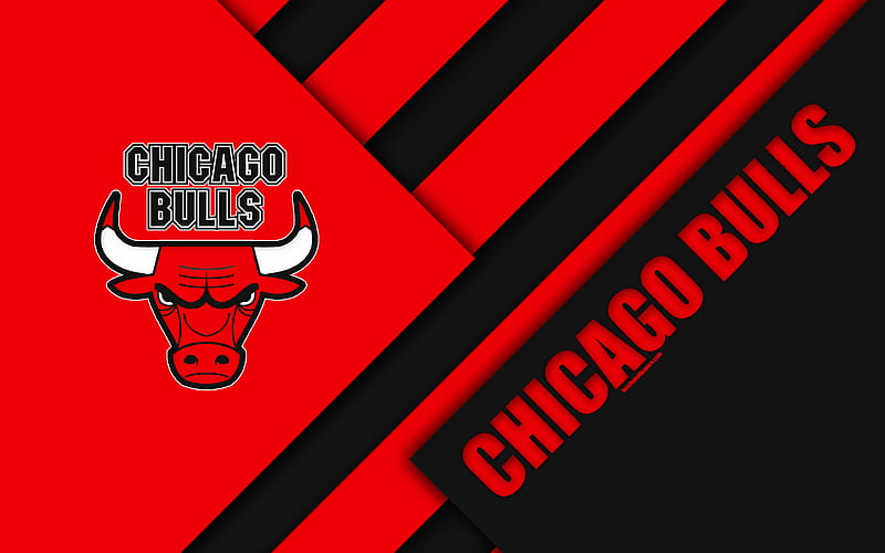 Chicago Bulls logo, material design, American Basketball Club, black and red abstraction, NBA, Chicago, Illinois, USA, basketball, HD wallpaper