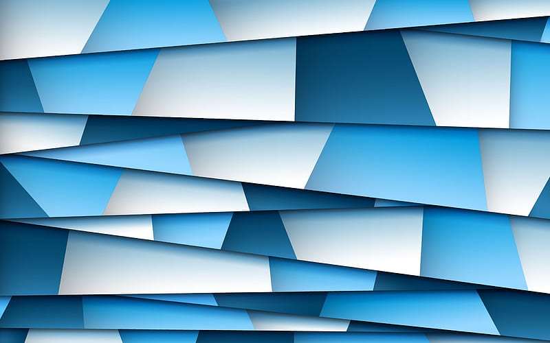 mosaic, geometry, abstract textute, lines, 3d art, polygons, geometric shapes, blue background, HD wallpaper