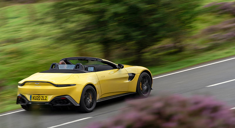 2021 Aston Martin Vantage Roadster (Color: Yellow Tang) - Rear Three-Quarter , car, HD wallpaper 2021 Aston Martin Vantage Roadster (Color: Yellow Tang) - Rear Three-Quarter , car, HD wallpaper