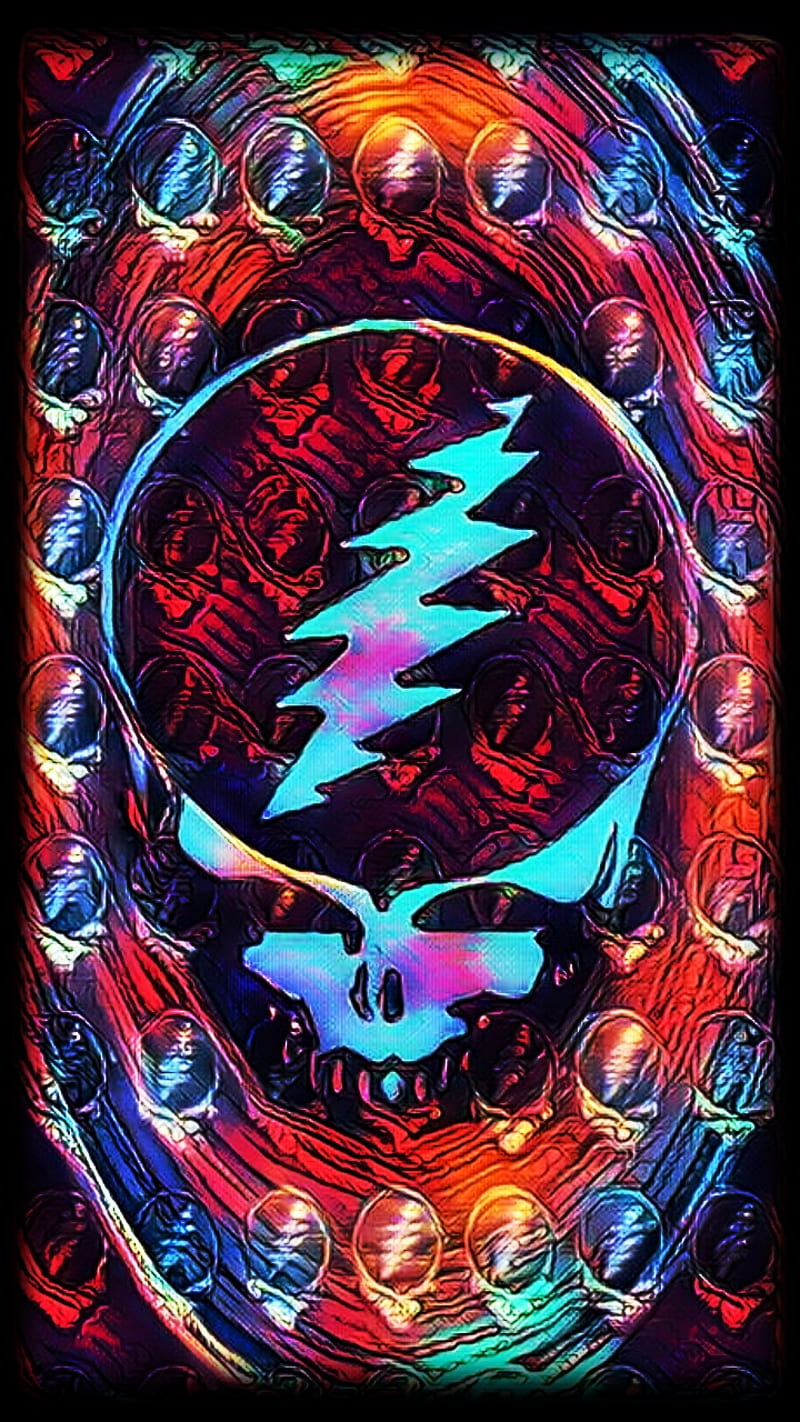 Steal Your Face, blue, greatful dead, music, pattern, red, skull