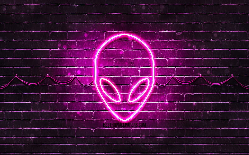 Alienware purple logo purple brickwall, Alienware logo, brands, Alienware  neon logo, HD wallpaper | Peakpx