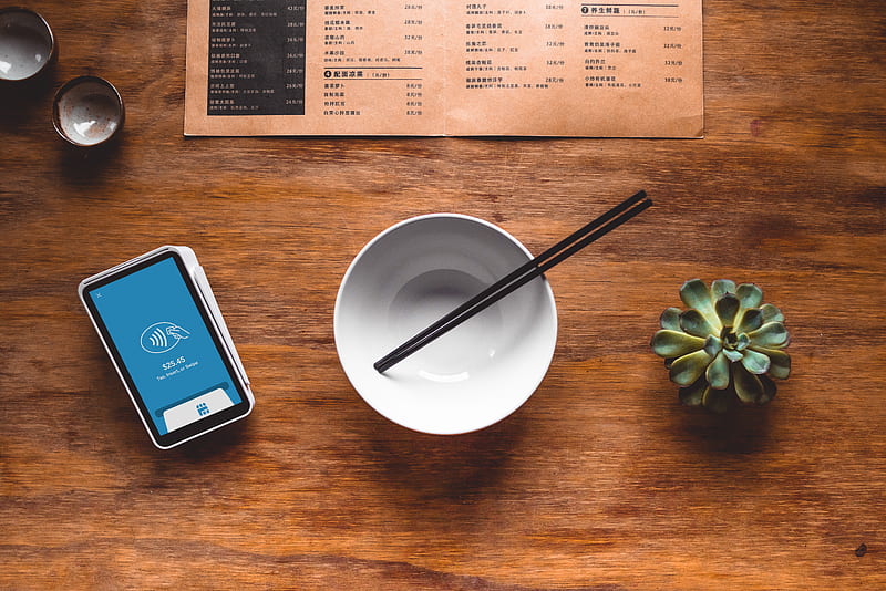 black chopsticks in white ceramic bowl on table, HD wallpaper