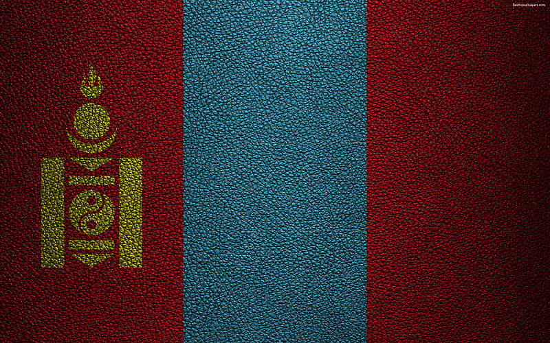 Flag of Mongolia leather texture, Mongolian flag, Asia, world flags, Mongolia, HD wallpaper