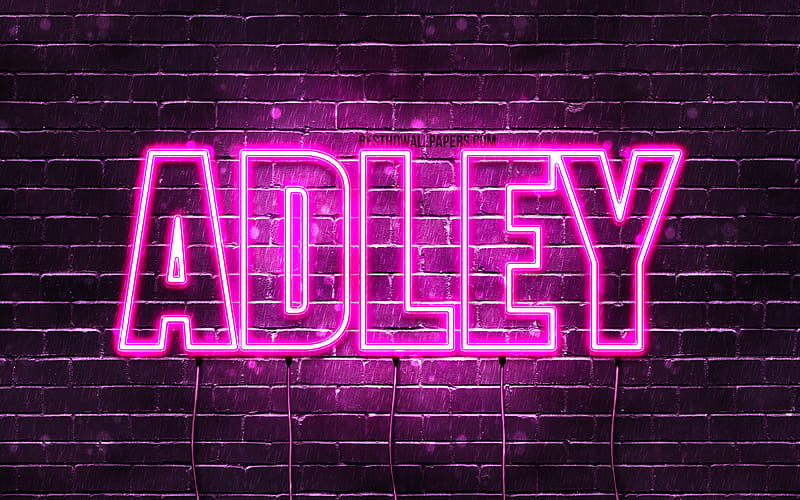 Adley with names, female names, Adley name, purple neon lights