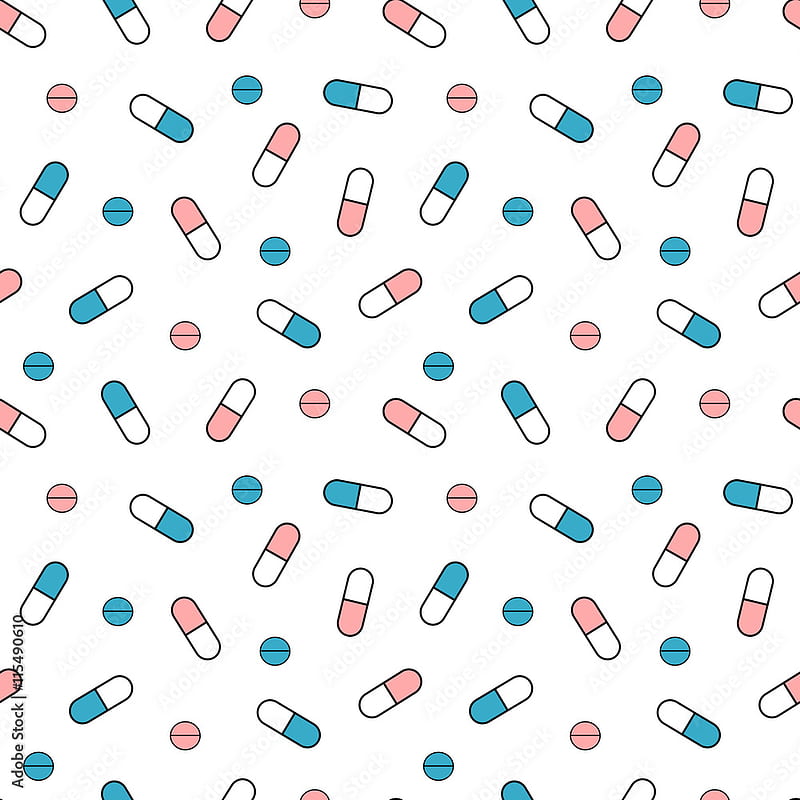 cute pink white and blue pills seamless vector pattern background illustration Stock Vector, Cute Pharmacy, HD phone wallpaper