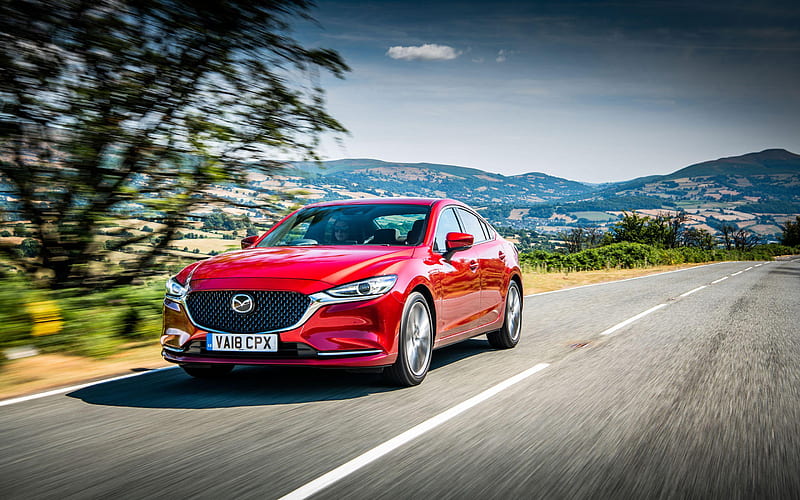 Mazda6, 2018 cars, motion blur, UK-spec, Mazda 6 Sedan, red Mazda 6, Mazda, HD wallpaper