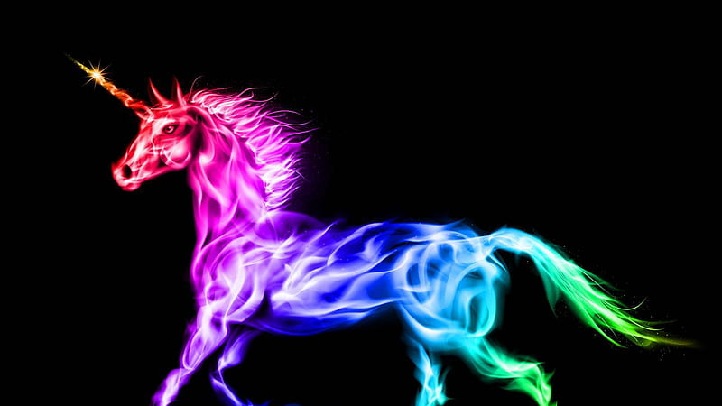 Colorful Neon Unicorn Horse, HD wallpaper