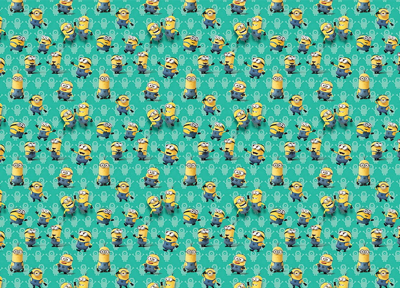 Texture, pattern, minions, yellow, child, paper, blue, HD wallpaper
