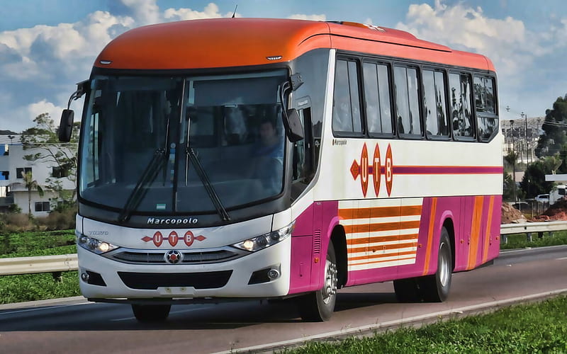 Marcopolo Viaggio 1050, R, 2016 buses, passenger transport, Marcopolo Buses, 2016 Marcopolo Viaggio 1050, violet bus, Marcopolo, HD wallpaper