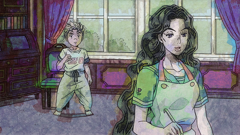 Jojo Koichi Hirose Yukako Yamagishi With Background Of Window And Purple Screen Anime, HD wallpaper