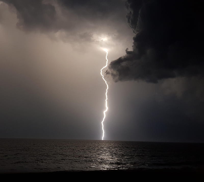 Beach Bolt, atlantic, coast, lightning, obx, ocean, storm, HD wallpaper