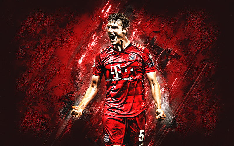Benjamin Pavard, FC Bayern Munich, French footballer, defender, portrait, red stone background, Bundesliga, football, HD wallpaper
