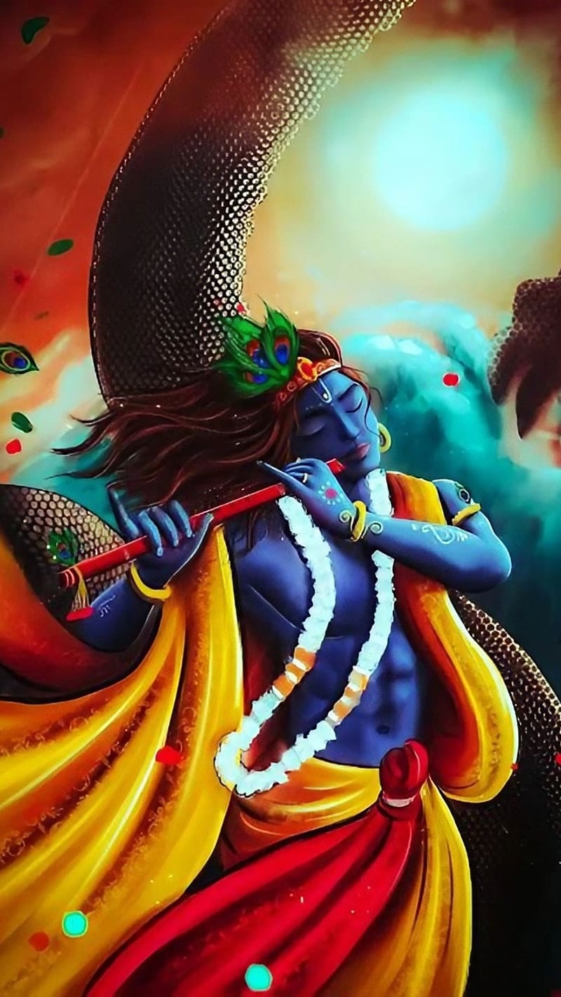 lord krishna with flute hd